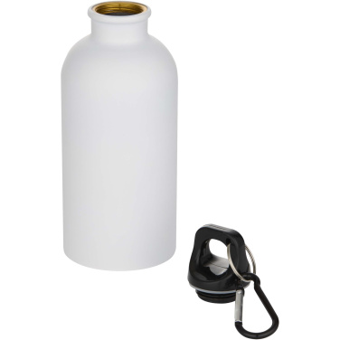 Logotrade promotional giveaway picture of: Oregon 400 ml matte RCS recycled single wall stainless steel water bottle with carabiner