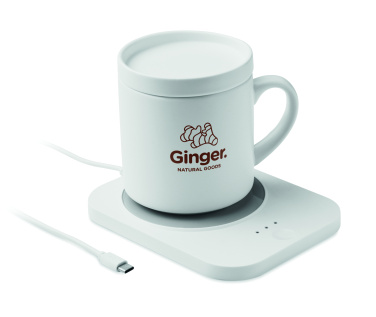 Logo trade advertising products image of: Wireless charger mug warmer set