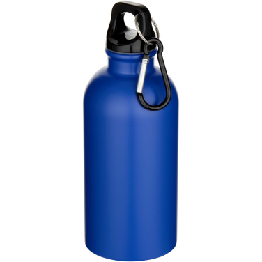 Logo trade promotional giveaway photo of: Oregon 400 ml matte RCS recycled single wall stainless steel water bottle with carabiner