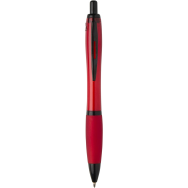 Logotrade promotional gift image of: Nash recycled plastic ballpoint pen with black trims (black ink)
