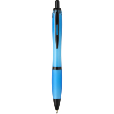 Logotrade promotional gift image of: Nash recycled plastic ballpoint pen with black trims (black ink)