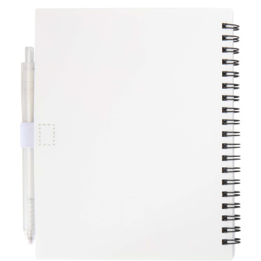 Logo trade advertising products image of: Niove recycled plastic soft cover notebook and ballpoint pen set (blue ink)