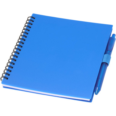 Logo trade promotional products picture of: Niove recycled plastic soft cover notebook and ballpoint pen set (blue ink)