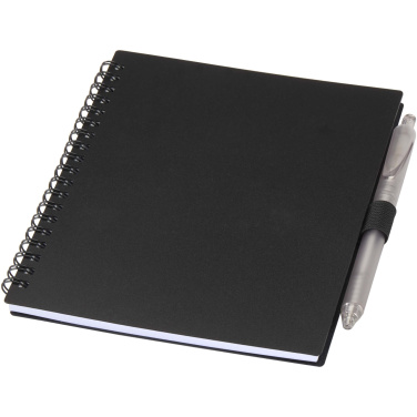 Logo trade corporate gifts picture of: Niove recycled plastic soft cover notebook and ballpoint pen set (blue ink)