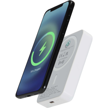 Logo trade business gifts image of: Acrab 10.000 mAh 15W magnetic wireless power bank with 20W PD - made from recycled plastic