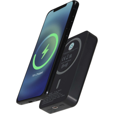 Logo trade promotional giveaway photo of: Acrab 10.000 mAh 15W magnetic wireless power bank with 20W PD - made from recycled plastic