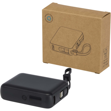 Logotrade corporate gift picture of: Acrux 10.000 mAh 35W tablet power bank with built in Type-C cable - made from recycled plastic