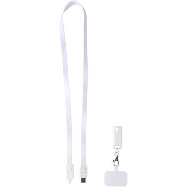 Logo trade promotional items image of: Franz recycled plastic smartphone lanyard with built-in data sync and 65W fast charge 5-in-1 cable