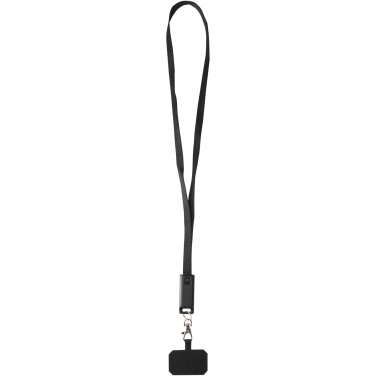 Logotrade promotional merchandise picture of: Franz recycled plastic smartphone lanyard with built-in data sync and 65W fast charge 5-in-1 cable