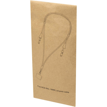 Logo trade promotional giveaway photo of: Funi recycled plastic smartphone lanyard with built-in data sync and 100W fast charge 5-in-1 cable