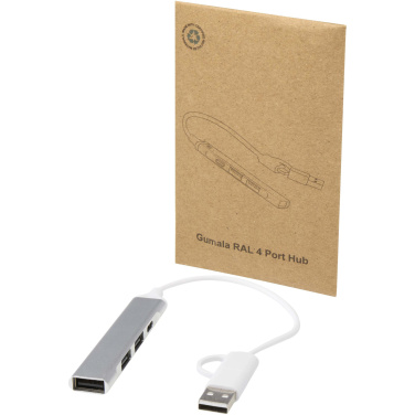 Logotrade promotional merchandise picture of: Alkaid 4-port recycled aluminium USB-A and Type-C hub with dual input