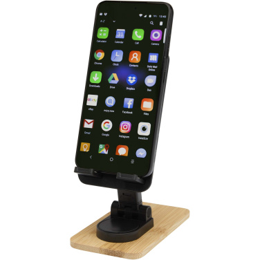 Logo trade promotional product photo of: Alfirk recycled plastic foldeable desk phone stand with bamboo details
