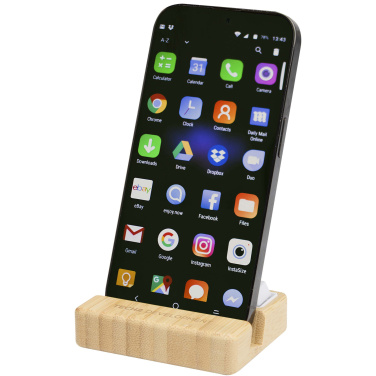 Logo trade promotional product photo of: Algol recycled plastic phone stand and fidget toy with bamboo details