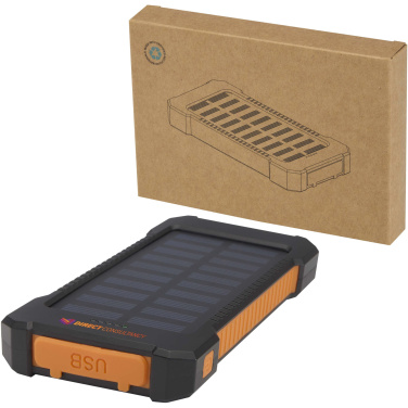 Logo trade advertising product photo of: Altair 5000 mAh 10W recycled plastic rugged solar power bank with built-in torch