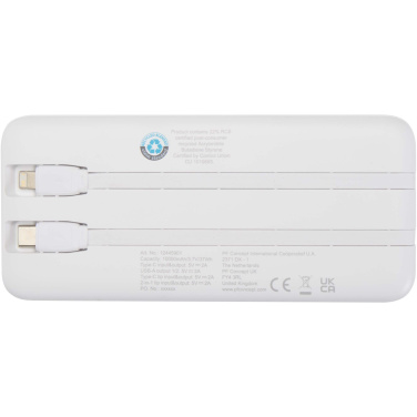 Logotrade promotional merchandise image of: Adhil 10.000 mAh 10W recycled plastic power bank with 2 built-in cables