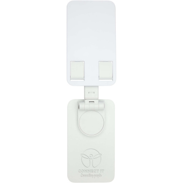 Logotrade promotional giveaway image of: Alhena recycled plastic foldeable phone holder with metal desk stand