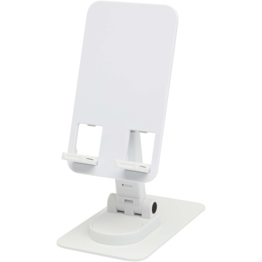 Logo trade advertising product photo of: Alhena recycled plastic foldeable phone holder with metal desk stand