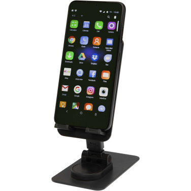 Logo trade promotional merchandise image of: Alhena recycled plastic foldeable phone holder with metal desk stand