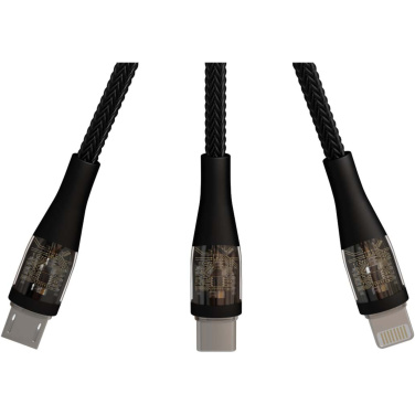 Logo trade promotional merchandise image of: SCX.design C51 60W 5-in-1 rPET fast charging cable with display
