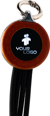 Logo trade promotional item photo of: 4-in-1 cable with elighted logo in a wooden casing