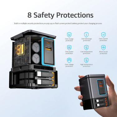 Logo trade promotional gifts image of: Urban Vitamin Sacramento 105W GAN charger+retractable cables