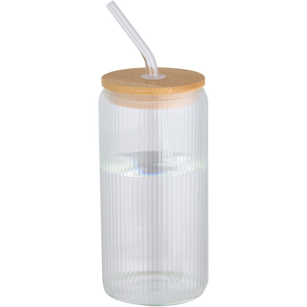 Logo trade corporate gifts picture of: Mirage 500 ml single-walled borosilicate glass jar with bamboo lid
