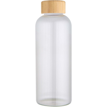 Logo trade advertising products image of: Mirage 650 ml single-walled borosilicate glass bottle with bamboo lid