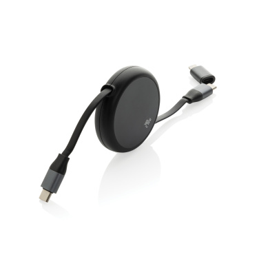 Logotrade promotional product picture of: Terra RCS recycled aluminium retractable 240W 2-in-1 cable