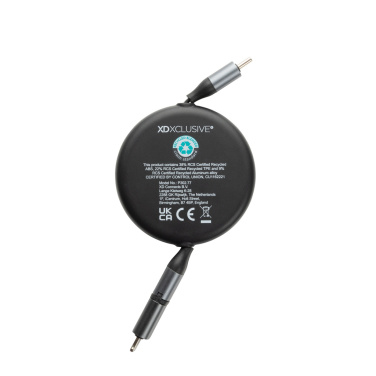Logotrade promotional products photo of: Terra RCS recycled aluminium retractable 240W 2-in-1 cable