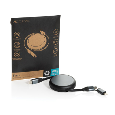 Logotrade advertising product image of: Terra RCS recycled aluminium retractable 240W 2-in-1 cable