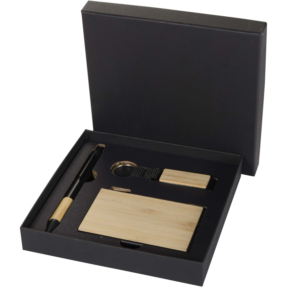 Logotrade business gift image of: Minka RCS recycled aluminium ballpoint pen, keychain and RFID card holder gift set