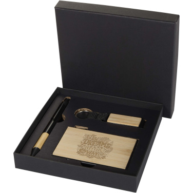 Logo trade promotional products image of: Minka RCS recycled aluminium ballpoint pen, keychain and RFID card holder gift set