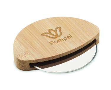 Logo trade advertising products image of: Round bamboo pizza cutter