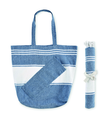 Logo trade corporate gifts image of: Beach bag with hammam towel