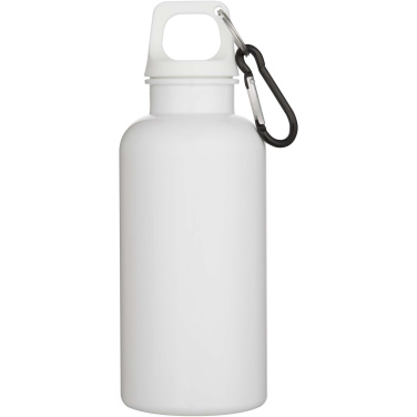Logo trade advertising products picture of: Oregon 400 ml solid colour RCS recycled plastic water bottle with carabiner