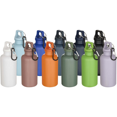 Logo trade promotional giveaways image of: Oregon 400 ml solid colour RCS recycled plastic water bottle with carabiner