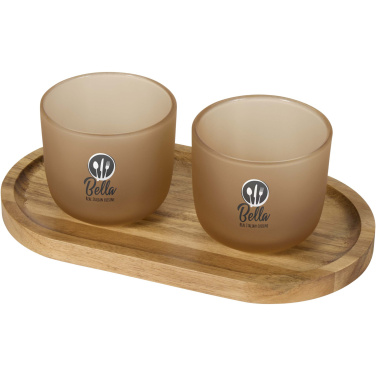Logotrade corporate gift image of: Male wooden serving tray and glass cups set
