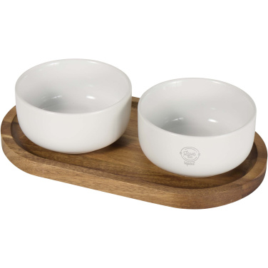 Logotrade promotional gifts photo of: Noa wooden tray and ceramic serving bowls set