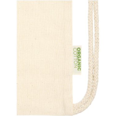 Logo trade promotional giveaways image of: Odisha 100 g/m² OCS organic drawstring bag 5L