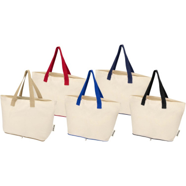 Logo trade business gifts image of: Sierra 140 g/m² GRS recycled foldable cotton tote bag 7L