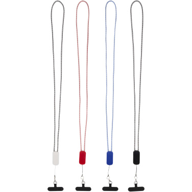 Logo trade promotional giveaways picture of: Anser recycled plastic smartphone lanyard with 27W 5-in-1 built-in cable