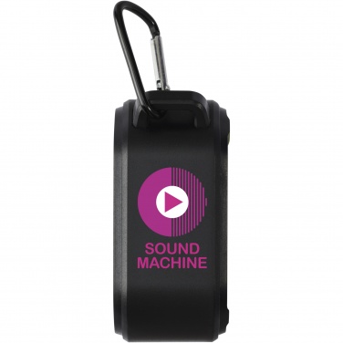Logotrade ärikingituse foto: Solo 3W IPX5 RCS taaskasutatud plastikust päikeseenergia Bluetooth® kõlar karabiiniga 