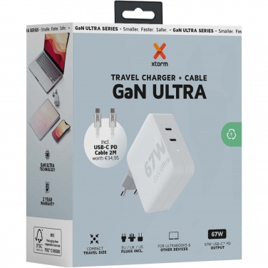 Logo trade firmakingid foto: Xtorm XVC2067 GaN Ultra 67W reisilaadija 100W USB-C PD-kaabliga