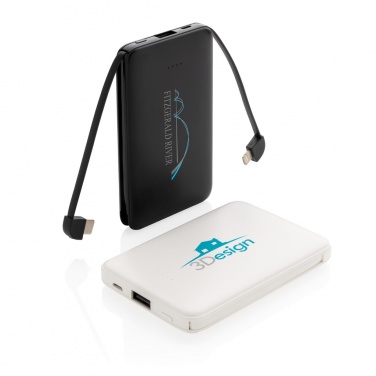 Logo trade meened foto: 5000 mAh taskuvõimsuspank integreeritud kaablitega