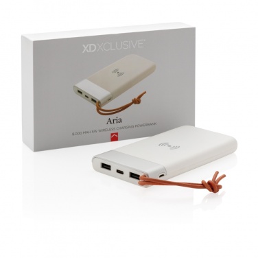 Logotrade ärikingi foto: Aria 8000 mAh 5W juhtmevaba laadimise akupank