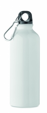 Logotrade reklaamtooted pilt: Taaskasutatud alumiiniumist valmistatud ühekordse seinaga joogipudel 500 ml karabiiniga