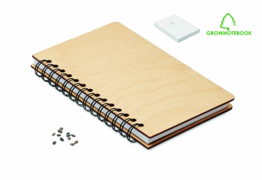 Logotrade reklaamtooted pilt: A5 kasepuidust märkmik GROWBOOK™
