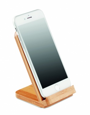 Logo trade firmakingituse pilt: Bambusest juhtmevaba laadimisalus 5W WIRESTAND