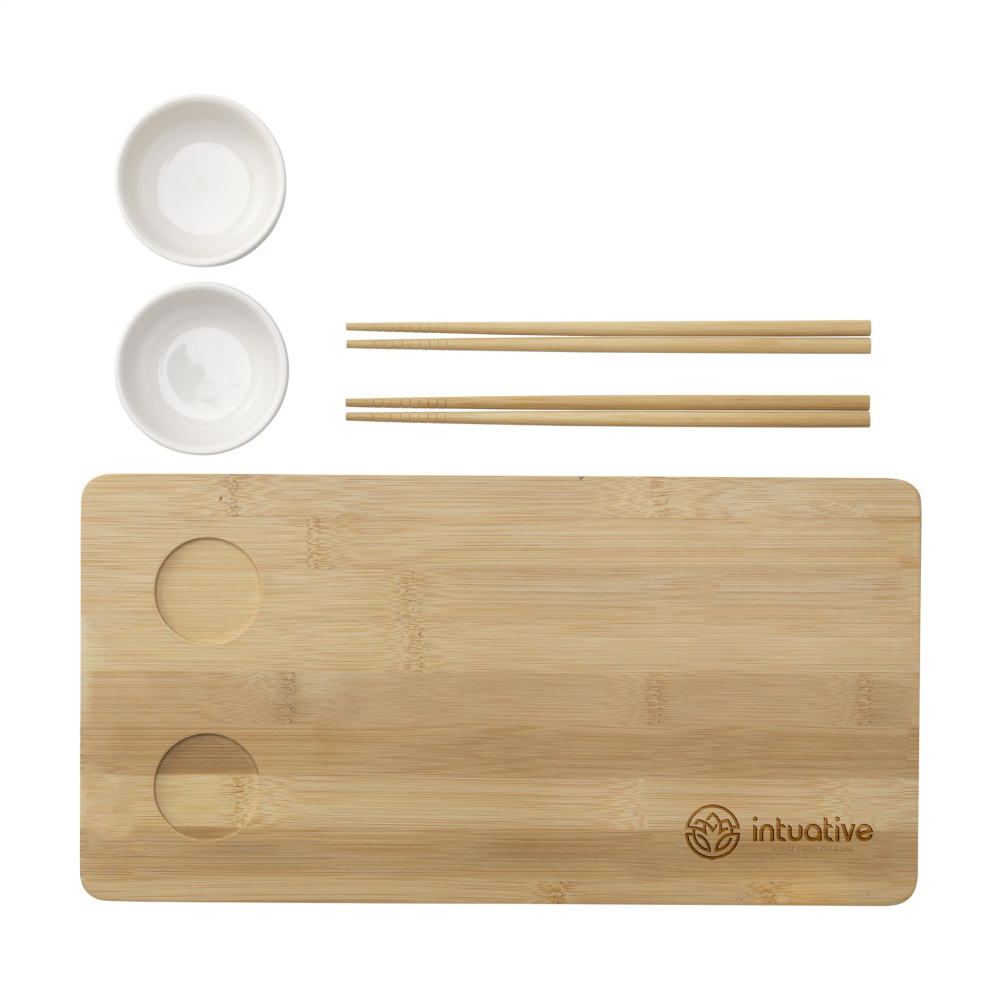 Logotrade meened pilt: Temaki Bamboo Sushi Tray kinkekomplekt