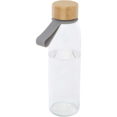 Logotrade meene foto: Porto 500 ml klaasist veepudel silikoonist käepideme ja bambusest kaanega 